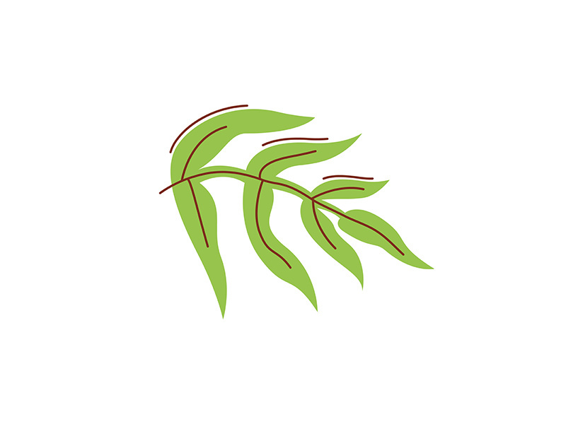 Green leaves flat vector abstract element