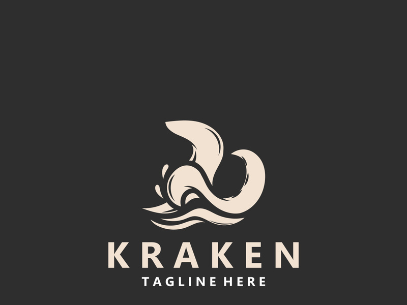 Kraken Octopus logo vintage ocean animal illustration template