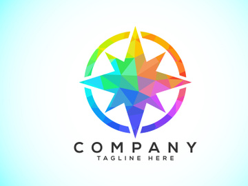 Polygonal Compass Concept Logo Design. Compass Low Poly Logo sign and symbol. Coastal icon preview picture