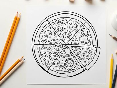 Whimsical pizza slice cartoon vector illustration flat design