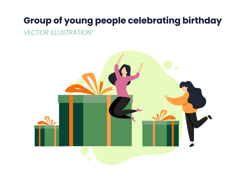 Group of young people celebrating birthday