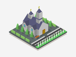 Illustrated isometric church preview picture