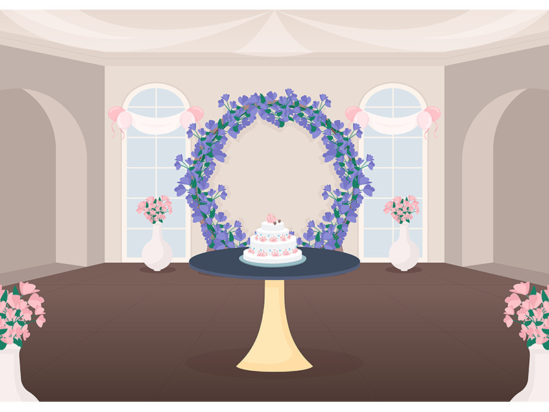 Banquet hall flat color vector illustration