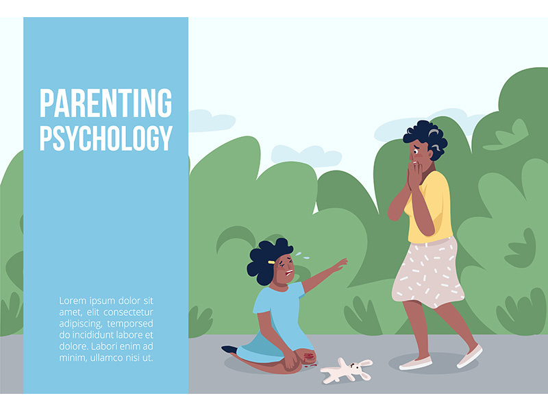 Parenting psychology banner flat vector template