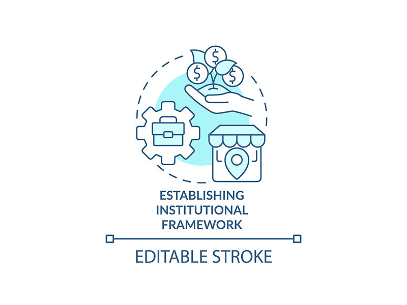 Establishing institutional framework turquoise concept icon