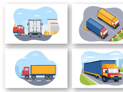 15 Trucking Transportation Design Illustration