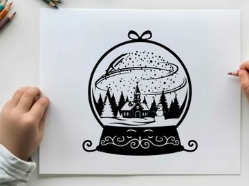 Snow globe silhouette of a winter village scene preview picture