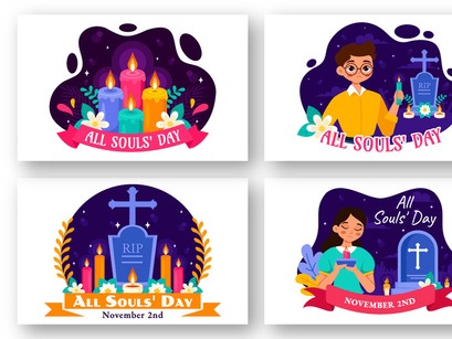 12 All Souls Day Vector Illustration