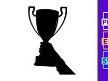 A silhouette of a hand holding a trophy cup