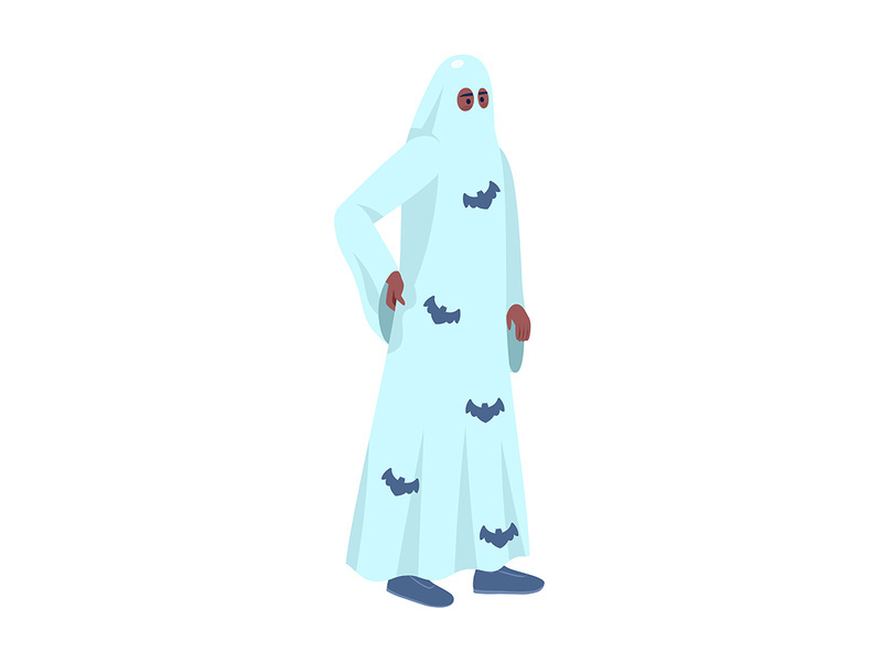 Man wearing ghost costume semi flat color vector character