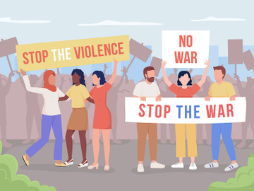 Protesting against War color vector illustration preview picture