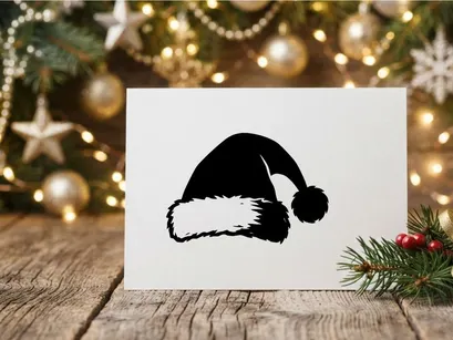 Festive Santa Hat with White Fur Trim and Pom-Pom