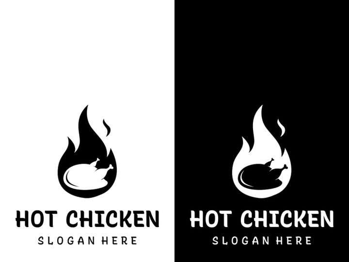 Retro vintage hot chicken logo.