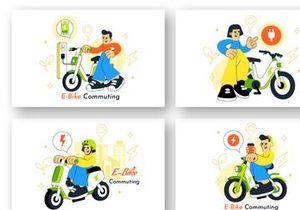10 E Bike Commuting Illustration