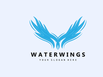 Water Wave Logo, Earth Element Vector, Water Wings Logo Design Style, Brand Icon, Sticker preview picture