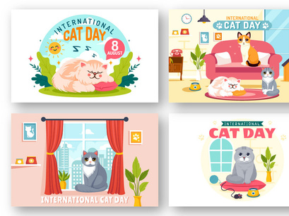 12 International Cat Day Illustration