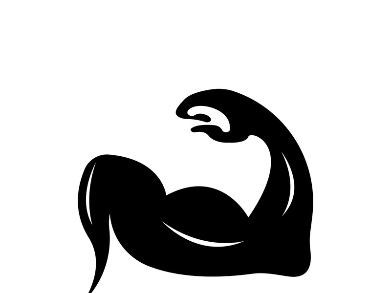 Arm muscle silhouette logo biceps icon vector illustration