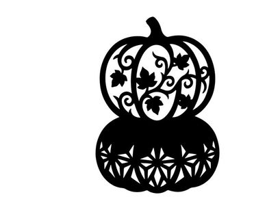 Silhoueta de una calabaza decorativa con intrincados patrones florales