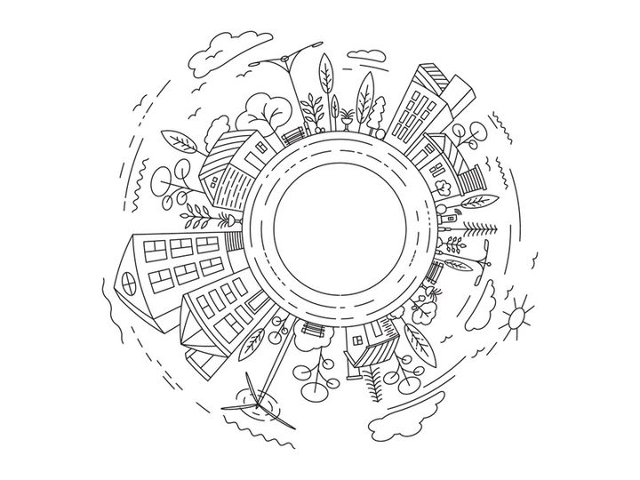 City Building Line art illustration