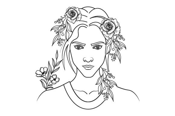 Line Art Flower Drawing Women