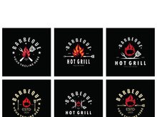 Smoke and BBQ Barbecue Vintage hot grill, with crossed flames and spatula. Logo for restaurant, badge, cafe and bar.vector