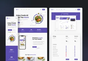 Eatly - Food Delivery Landing Page & Web UI KIT