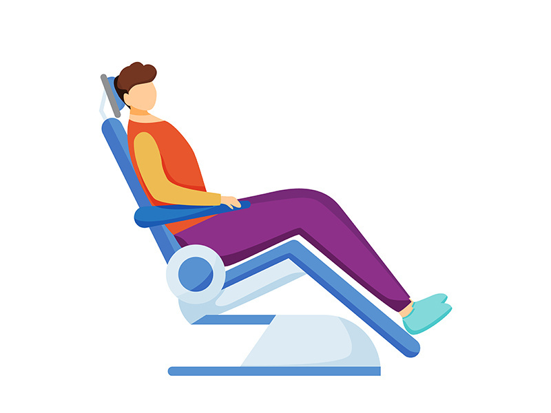 Patient on dental chair flat vector character