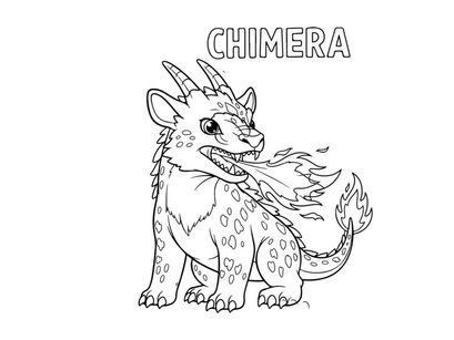 Mythical chimera monster roaring fantasy vector illustration