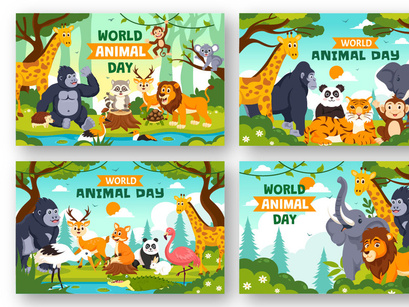 12 World Animal Day Illustration