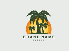 Palm Tree Logo, Beach Vector, Summer Design