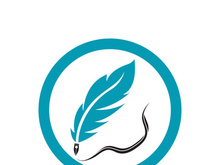 Feather quill design icon and logo illustration classic stationery