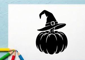 Calabaza de Halloween con sombrero de bruja para celebraciones espeluznantes