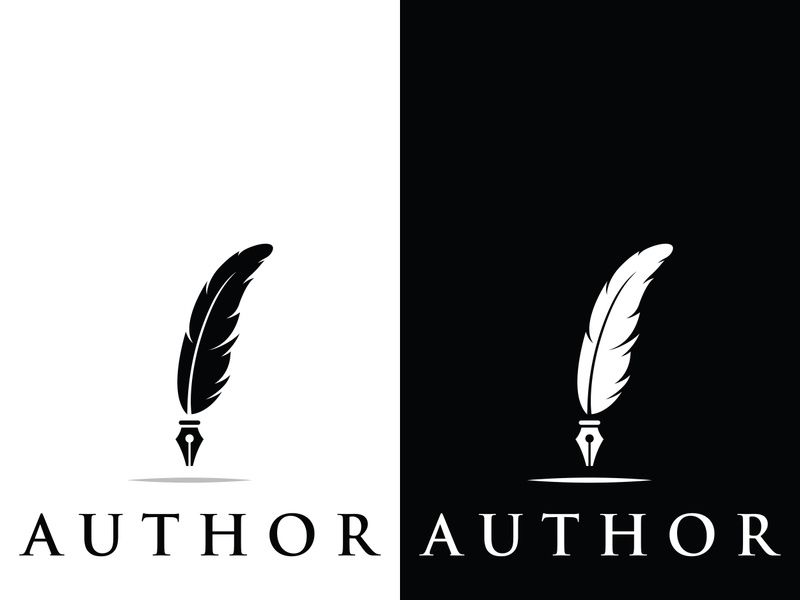 Vintage quill pen logo creative design and with ink.Classic and luxury stationery illustration.