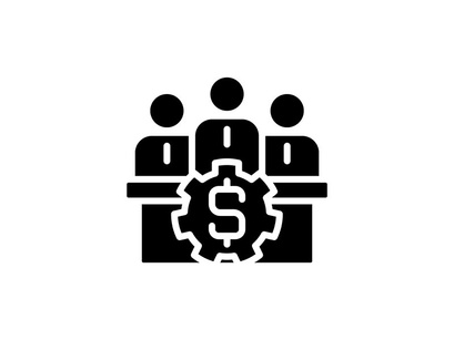 Business operations black glyph icons set on white space