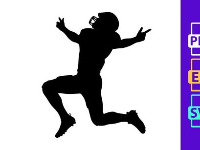 Silhouette of a person jumping in the air with arms outstretched and wearing a helmet