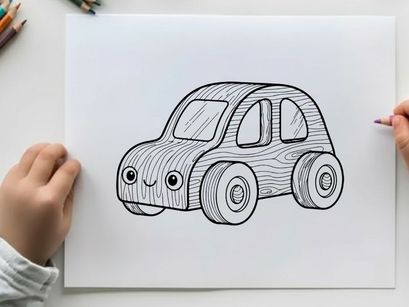 Cute cartoon car smiling vector illustration flat design