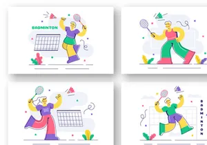10 Badminton Player Illustration