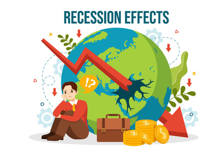 14 Recession Effects Vector Illustration