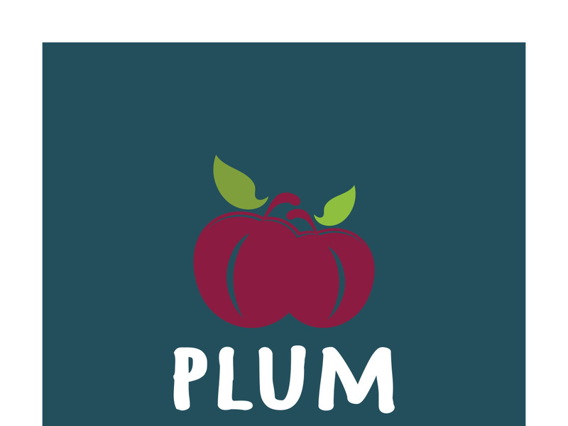 plum fruit logo with leaves, design of plum plantation, fruit shop, plum products, with simple vector editing