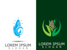 Corn simple logo design agriculture farming vector template