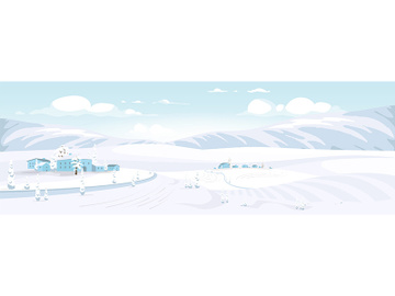 Winter scenery flat color vector illustration preview picture