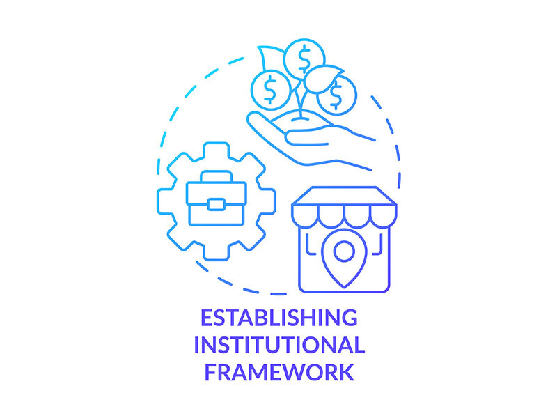 Establishing institutional framework blue gradient concept icon