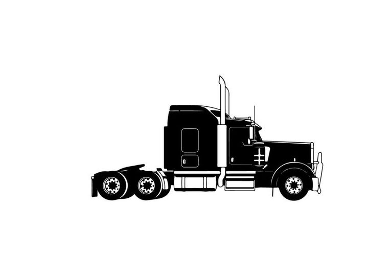 Silhouette of a semi truck with trailer