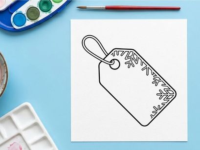 Blank gift tag with snowflake border outline illustration