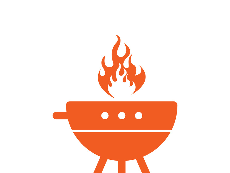 BBQ grill simple and symbol icon with smoke or steam logo vector illustration