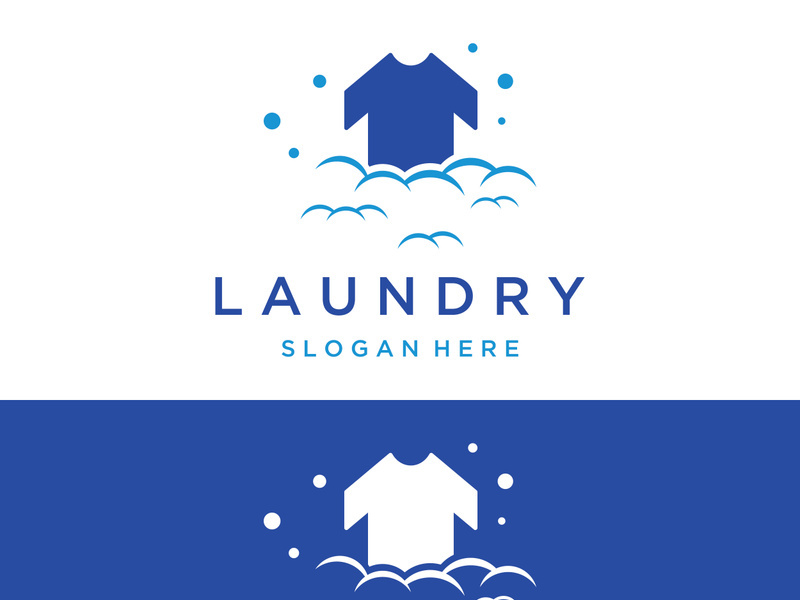 Laundry logo creative design with concept of washing machine, clothes or clothes, foam. Logo for washing , badge,company.