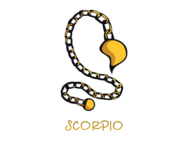 Scorpio zodiac sign accessory flat cartoon vector illustration