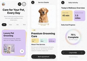 Luxury Pet Grooming & Wellness App Design | Modern Mobile UI Cas
