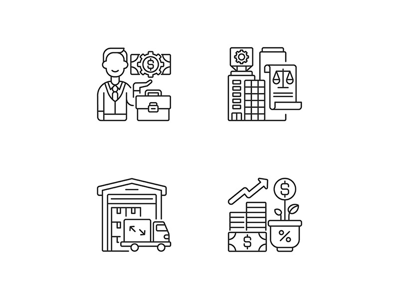 Commercial business linear icons set