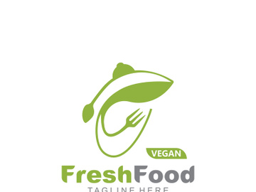 Fresh food logo healthy product badge or label food and drink market, vegan, nature organic premium quality design preview picture